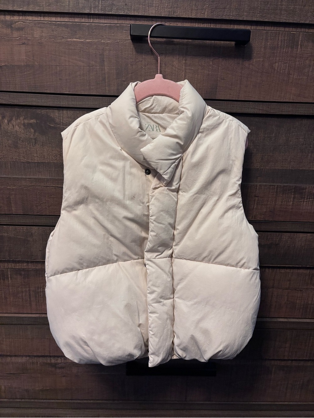 Zara Off-White Quilted Puffer Vest